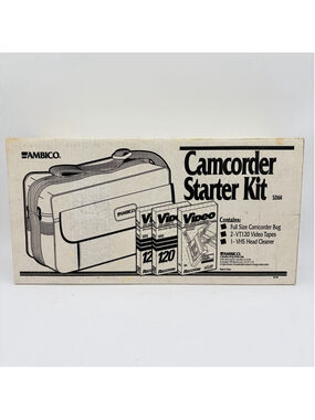 NEW AMBICO 52164 Camcorder Starter Kit V-0451 Bag 2 VT120 VHS Tapes V144 SEALED
